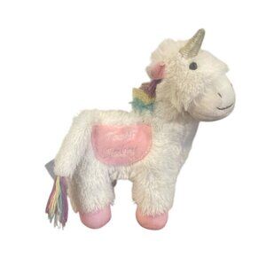 Maison Chic Tooth Fairy Unicorn Plush Stuffed Animal Toy NWT White Rainbow